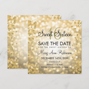 Invitation Glam Or Sweet 16 Seize feux de Parties scintillant
