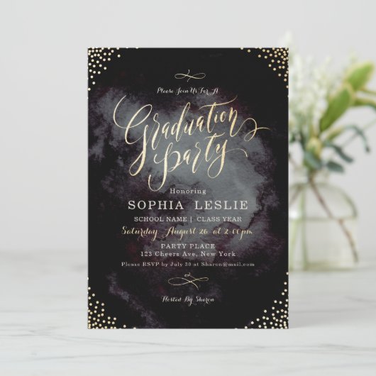 Invitation Glam partie de graduation de calligraphie en or no (Debout devant)