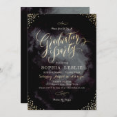 Invitation Glam partie de graduation de calligraphie en or no (Devant / Derrière)