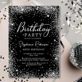 Invitation Glam Parties scintillant en argent et noir 60e ann