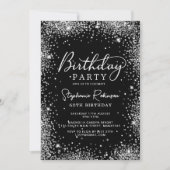 Invitation Glam Parties scintillant en argent et noir 60e ann (Devant)