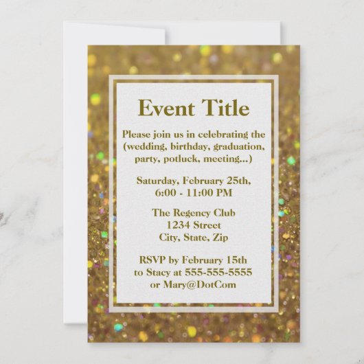 Invitation Glam Parties scintillant or (Devant)