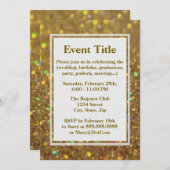 Invitation Glam Parties scintillant or (Devant / Derrière)