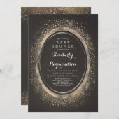Invitation Glam Parties scintillant or | Élégant Baby shower  (Devant / Derrière)