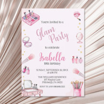 Glam Party fille Beauté Aquarelle Spa Anniversaire