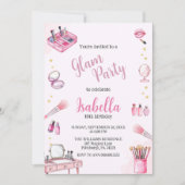 Invitation Glam Party fille Beauté Aquarelle Spa Anniversaire (Devant)