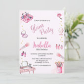 Invitation Glam Party fille Beauté Aquarelle Spa Anniversaire (Debout devant)