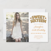 Invitation Glam Photo Or Ballons blancs Sweet 16 (Devant)