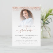 Invitation Glam Photo Rose Gold Parties scintillant Graduatio (Debout devant)