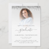 Invitation Glam Photo Silver Parties scintillant Graduation 2 (Devant)