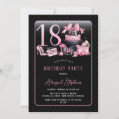 Invitation Glam Pink Black Fashion 18ème anniversaire (Devant)