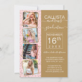Invitation Glam Pink Gold Confetti Bordure photo Graduation (Dos)