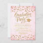 Invitation Glam Pink & Gold Parties scintillant Graduation Pa (Devant)