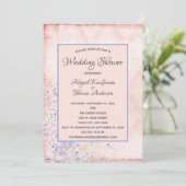 Invitation Glam Pink White Purple Sparkles Wedding Shower (Debout devant)