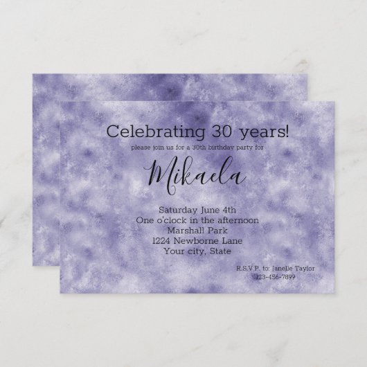 Invitation Glam Purple (Devant / Derrière)