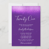 Invitation Glam Purple 21e anniversaire (Devant)
