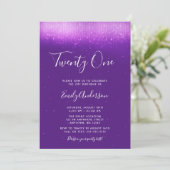 Invitation Glam Purple 21e anniversaire (Debout devant)