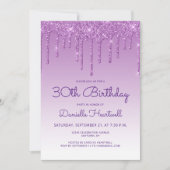 Invitation Glam Purple 30e anniversaire fête (Devant)