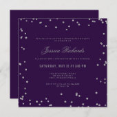 Invitation Glam Purple et Silver Confetti (Devant / Derrière)
