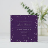 Invitation Glam Purple et Silver Confetti (Debout devant)