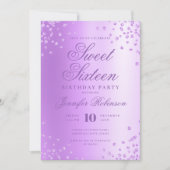Invitation Glam Purple Parties scintillant à huile Confetti P (Devant)
