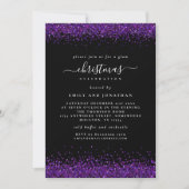 Invitation Glam Purple Parties scintillant Noël Noir (Devant)