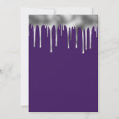 Invitation Glam Purple Silver Dripping Foil 50e anniversaire (Dos)