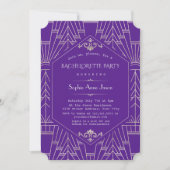 Invitation Glam Purple Silver Great Gatsby Bachelorette (Devant)