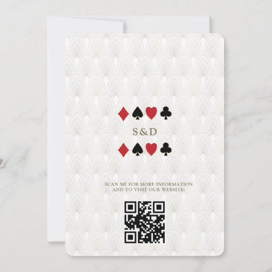 Invitation Glam QR Code Art Deco Casino Vegas Poker Mariage (Dos)