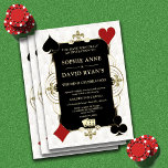 Invitation Glam QR Code Art Deco Casino Vegas Poker Mariage<br><div class="desc">Unique Casino Royale et Art Déco 20's carte thème design. Il présente un style art déco vintage, un cadre en faux or hollywoodien des années 1920 avec Fleur-de-lis, une paire de dés, des combinaisons de cartes (simulant des cartes à jouer), un arrière - plan motif Art déco blanc doré. Des...</div>