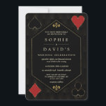 Invitation Glam QR Code Art Déco Gatsby Casino Poker Mariage<br><div class="desc">Unique Casino Royale et Great Gatsby conception de carte à thème. Il présente une fleur de lis en faux or vintage, de style art déco, Hollywood, vieux des années 20, jouant à des costumes de cartes. Des termes spéciaux sont utilisés comme dans le jeu de poker. Sur le dos faux...</div>