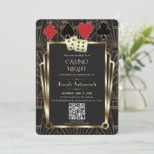 Invitation Glam QR Code Las Vegas Casino Graduation de nuit (Debout devant)