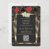 Invitation Glam QR Code Las Vegas Casino Graduation de nuit (Devant)