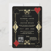 Invitation Glam QR Code Roaring 20s Gold Art Déco Mariage (Devant)