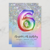 Invitation Glam Rainbow Parties scintillant Foil Balloon 5e a (Devant / Derrière)