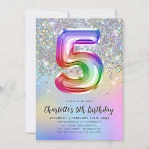 Invitation Glam Rainbow Parties scintillant Foil Pastel Girl