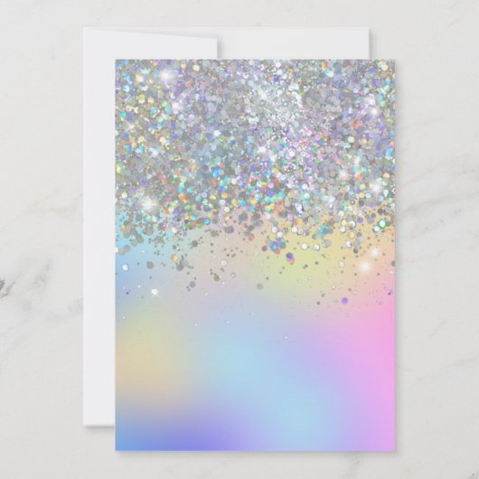 Invitation Glam Rainbow Parties scintillant Foil Pastel Girl  (Dos)