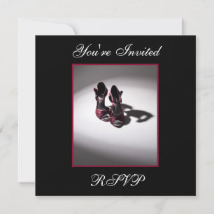Invitation Glam Red Anniversaire fête Chaussure Carré Invitat