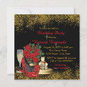 Invitation Glam Red High talon Chaussure fête d'anniversaire (Dos)