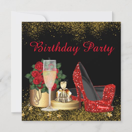 Invitation Glam Red High talon Chaussure fête d'anniversaire (Devant)