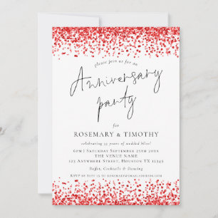 Invitation Glam Red Parties scintillant Anniversaire