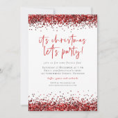 Invitation Glam Red Parties scintillant Noël Lets Party (Devant)