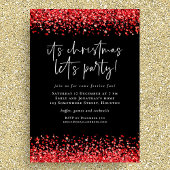Invitation Glam Red Parties scintillant Noël Lets Party Noir