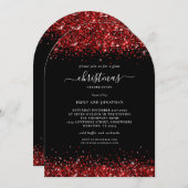Invitation Glam Red Parties scintillant Noël Party Black Arch (Devant / Derrière)
