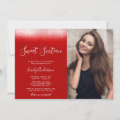 Invitation Glam Red Sweet 16 Photo (Devant)