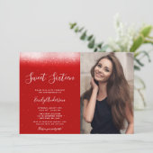 Invitation Glam Red Sweet 16 Photo (Debout devant)
