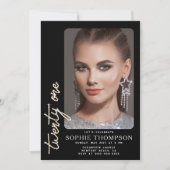 Invitation Glam Rhinestones Black White Photo 21e anniversair (Devant)