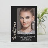 Invitation Glam Rhinestones Black White Photo 21e anniversair (Debout devant)