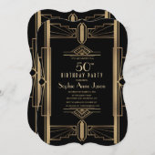 Invitation Glam Roaring 20's Great Gatsby 50th Birthday Party (Devant / Derrière)
