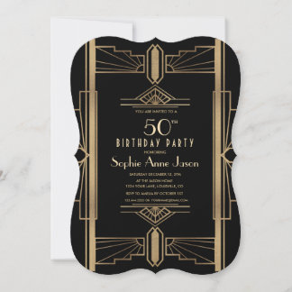 Invitation Glam Roaring 20's Great Gatsby 50th Birthday Party